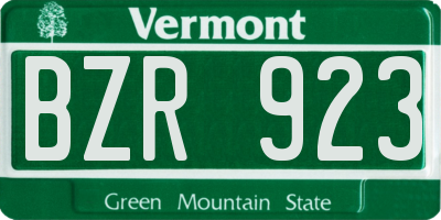 VT license plate BZR923