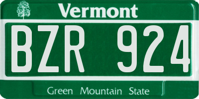 VT license plate BZR924