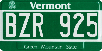 VT license plate BZR925