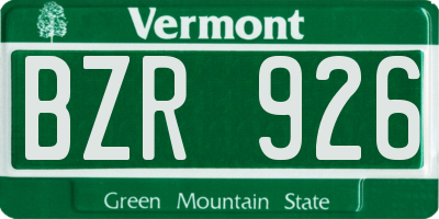 VT license plate BZR926