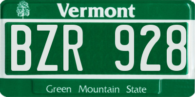 VT license plate BZR928
