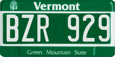 VT license plate BZR929