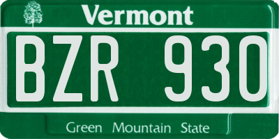 VT license plate BZR930