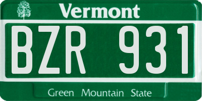 VT license plate BZR931