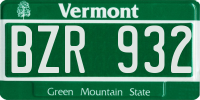 VT license plate BZR932