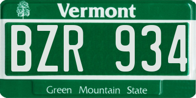 VT license plate BZR934