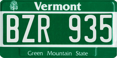 VT license plate BZR935