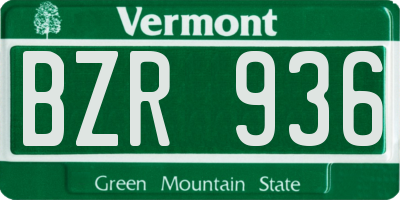 VT license plate BZR936