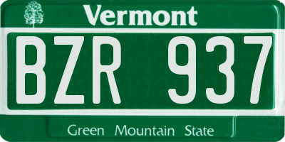 VT license plate BZR937