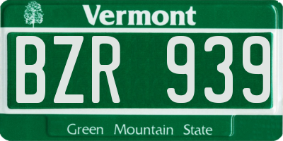 VT license plate BZR939