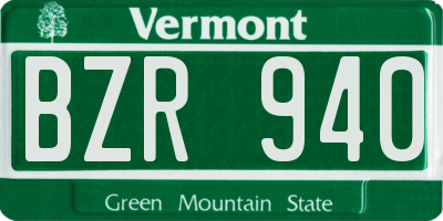 VT license plate BZR940