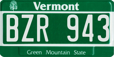 VT license plate BZR943