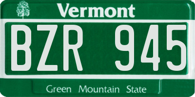VT license plate BZR945