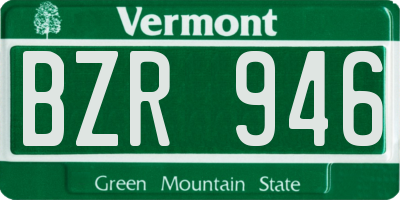 VT license plate BZR946