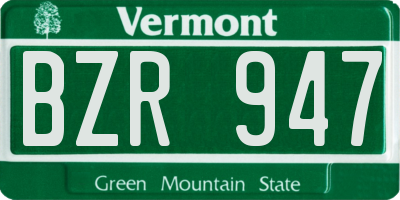 VT license plate BZR947