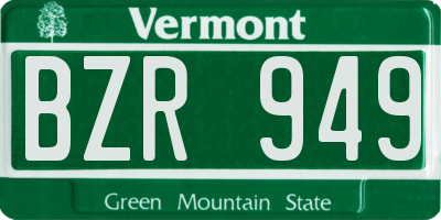 VT license plate BZR949