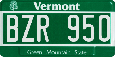 VT license plate BZR950