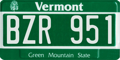 VT license plate BZR951