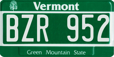 VT license plate BZR952