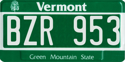 VT license plate BZR953