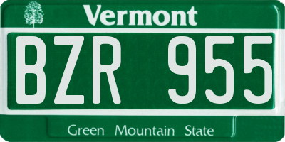 VT license plate BZR955