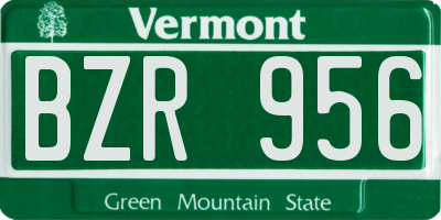 VT license plate BZR956