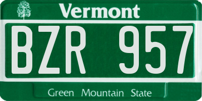 VT license plate BZR957