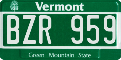 VT license plate BZR959