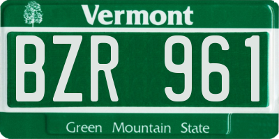 VT license plate BZR961