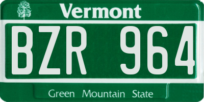 VT license plate BZR964