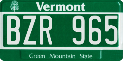 VT license plate BZR965