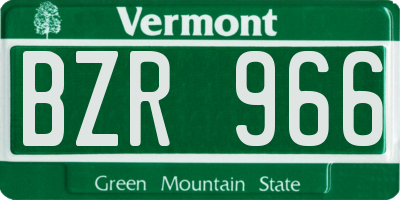 VT license plate BZR966