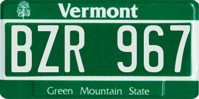 VT license plate BZR967