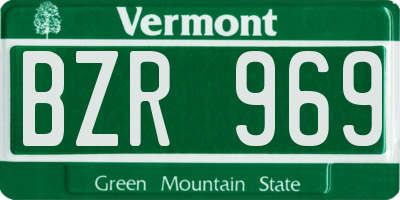 VT license plate BZR969