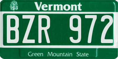 VT license plate BZR972