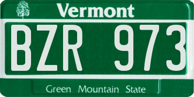 VT license plate BZR973