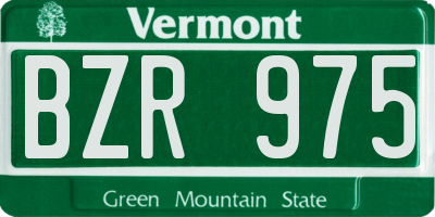 VT license plate BZR975