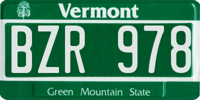 VT license plate BZR978