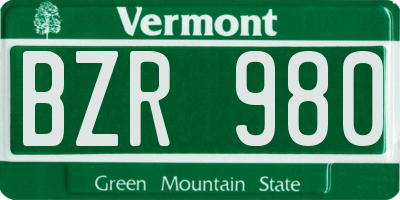 VT license plate BZR980