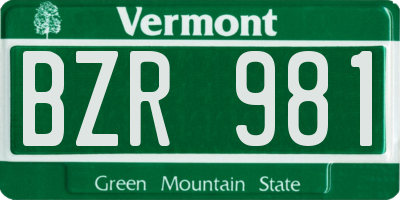 VT license plate BZR981