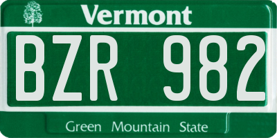 VT license plate BZR982