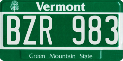 VT license plate BZR983