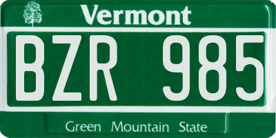 VT license plate BZR985