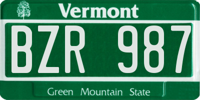 VT license plate BZR987