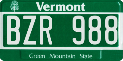 VT license plate BZR988