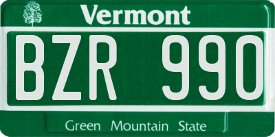 VT license plate BZR990