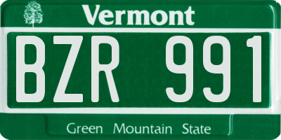 VT license plate BZR991