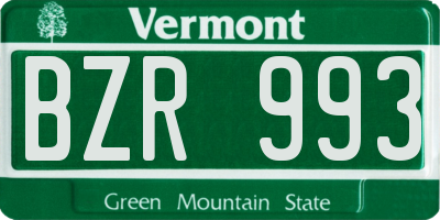 VT license plate BZR993
