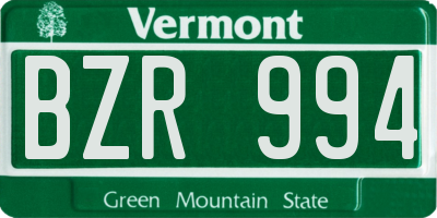 VT license plate BZR994