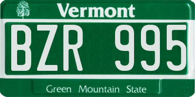 VT license plate BZR995